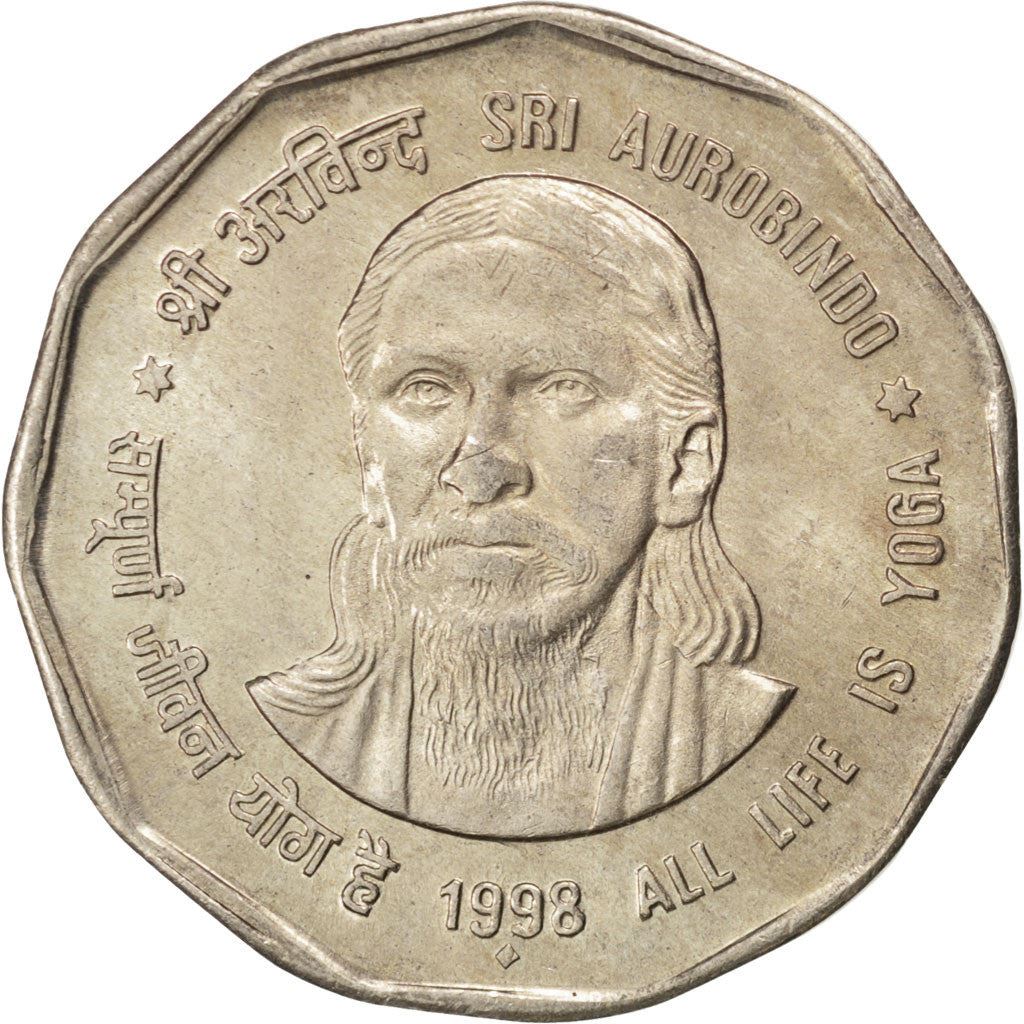 India | 2 Rupees Coin | Sri Aurobindo | Km:131 | 1998