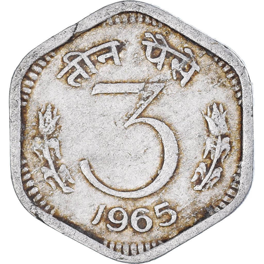 India | 3 Paise Coin | Ashoka Lion | Km:14.1 | 1964 - 1967