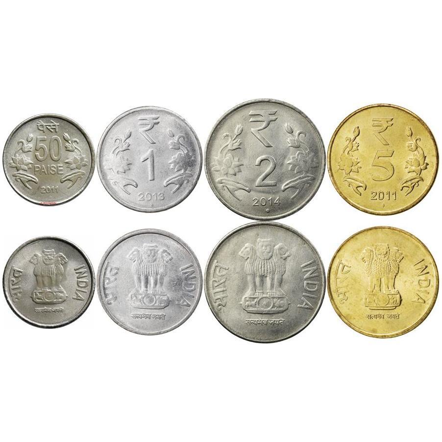 India | 4 Coin Set | 50 Paise 1 Rupee 2 5 Rupees | 2011 - 2019