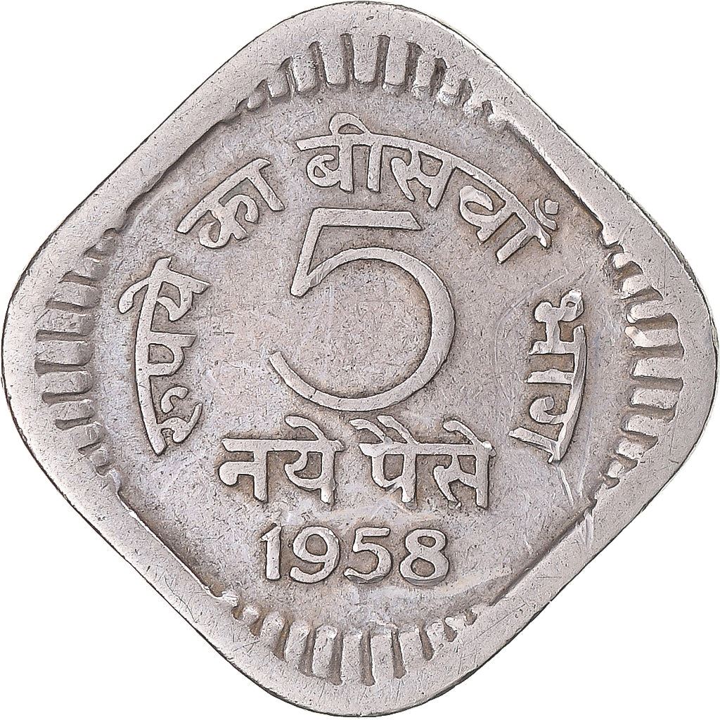 India | 5 Naye Paise Coin | Ashoka lion | Km:16 | 1957 - 1963