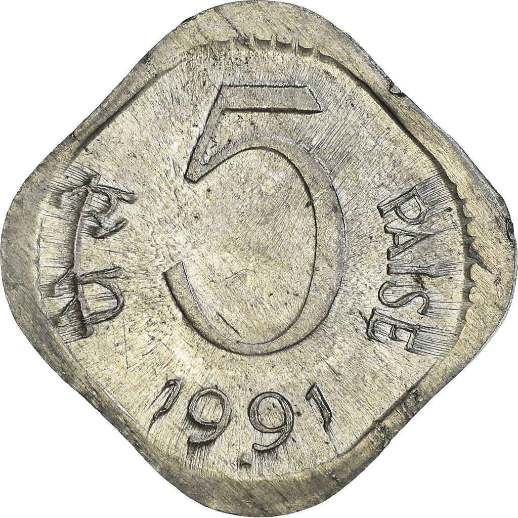 India | 5 Paise Coin | Ashoka lion | Km:23A | 1984 - 1994