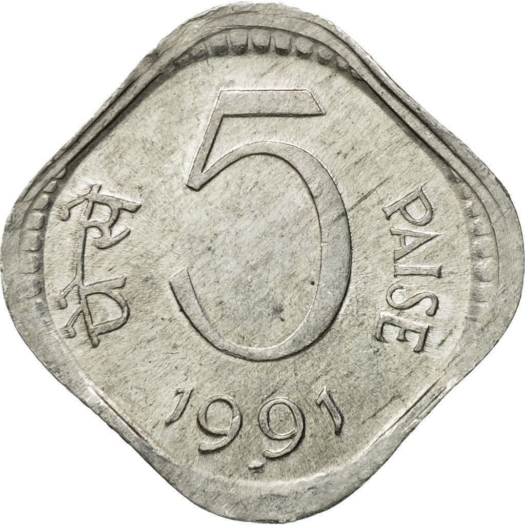 India | 5 Paise Coin | Ashoka lion | Km:23A | 1984 - 1994