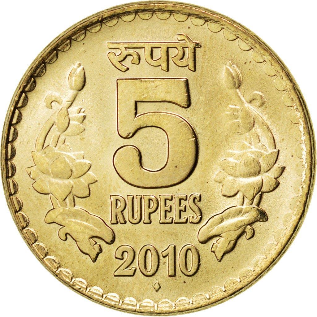 India 5 Rupees Coin 2009 - 2010 KM:373