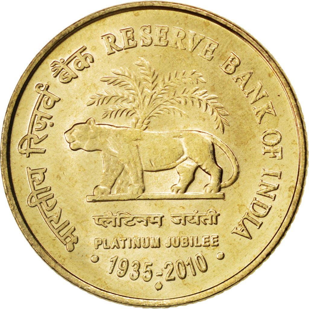 India | 5 Rupees Coin | Bengal Tiger | Km:387 | 2010