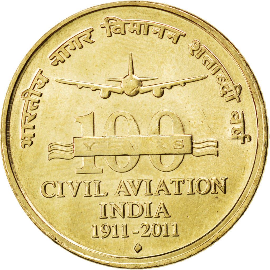 India | 5 Rupees Coin | Civil Aviation | Km:397 | 2011