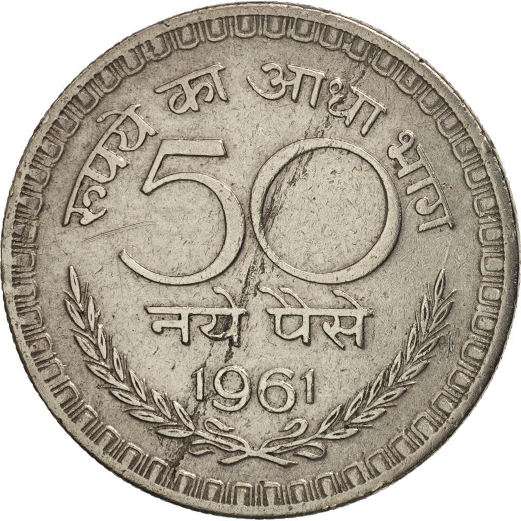 India | 50 Naye Paise Coin | Ashoka lion | Km:55 | 1960 - 1963