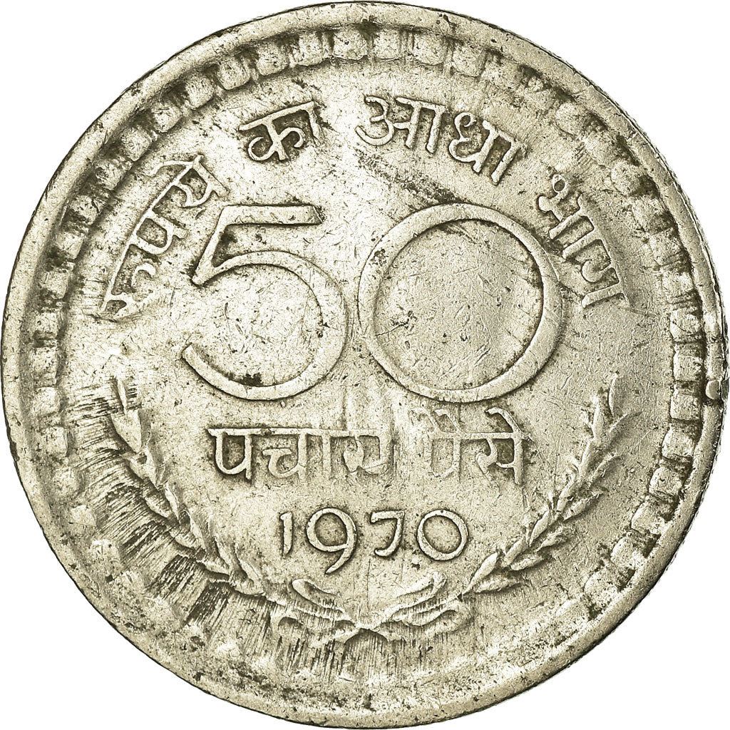 India | 50 Paise Coin | Asoka lion | Km:58.2 | 1968 - 1971