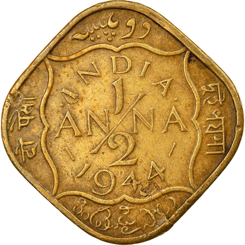 India - British | 1/2 Anna Coin | King George VI | Km:534B | 1942 - 1945