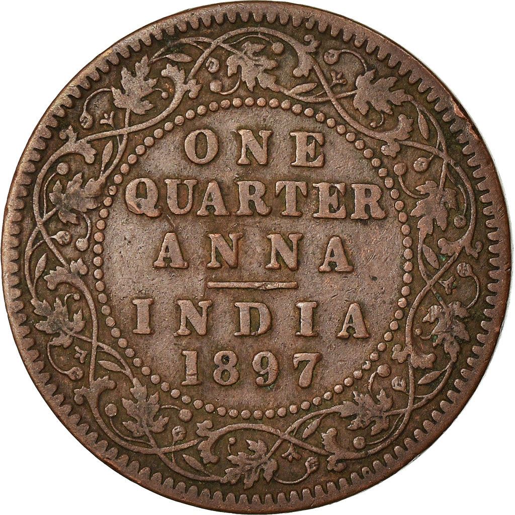 India - British | 1/4 Anna Coin | Queen Victoria | Km:486 | 1877 - 1901