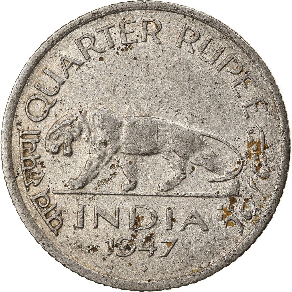 India - British | 1/4 Rupee Coin | Indian tiger | Km:548 | 1946 - 1947