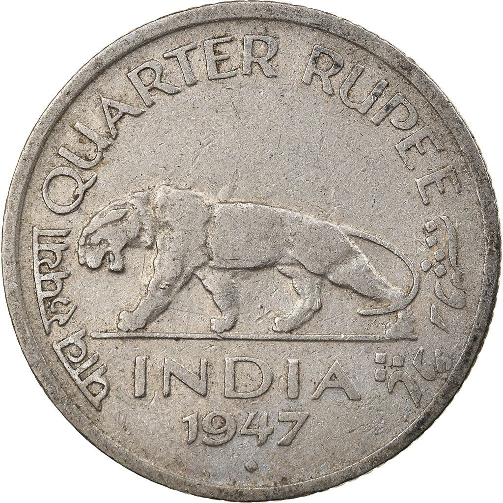 India - British | 1/4 Rupee Coin | Indian tiger | Km:548 | 1946 - 1947