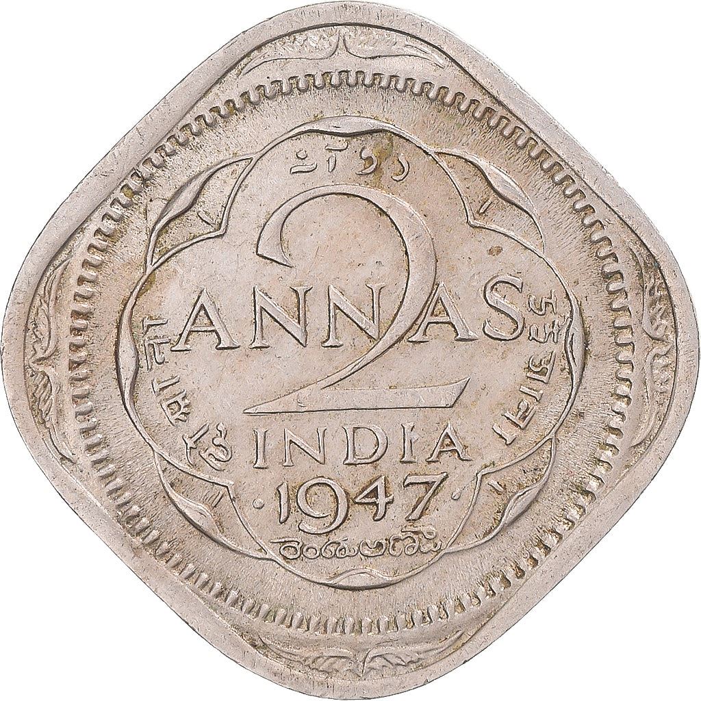 India - British | 2 Annas Coin | King George VI | Km:542 | 1946 - 1947