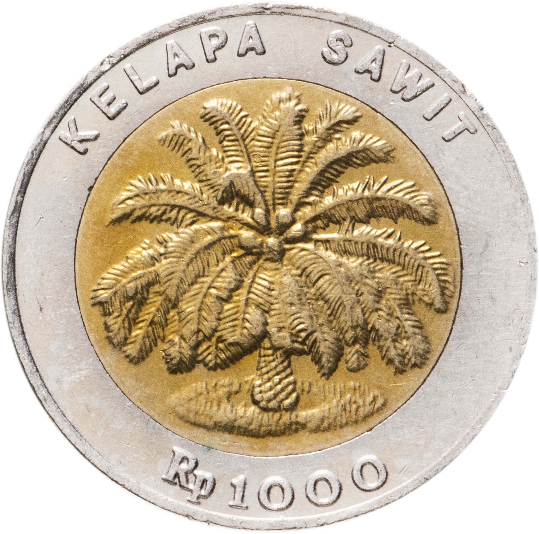 Indonesia 1000 Rupiah Coin | Palm Oil Tree | Elaeis Guineensis | KM56 | Indonesia | 1993 - 2000