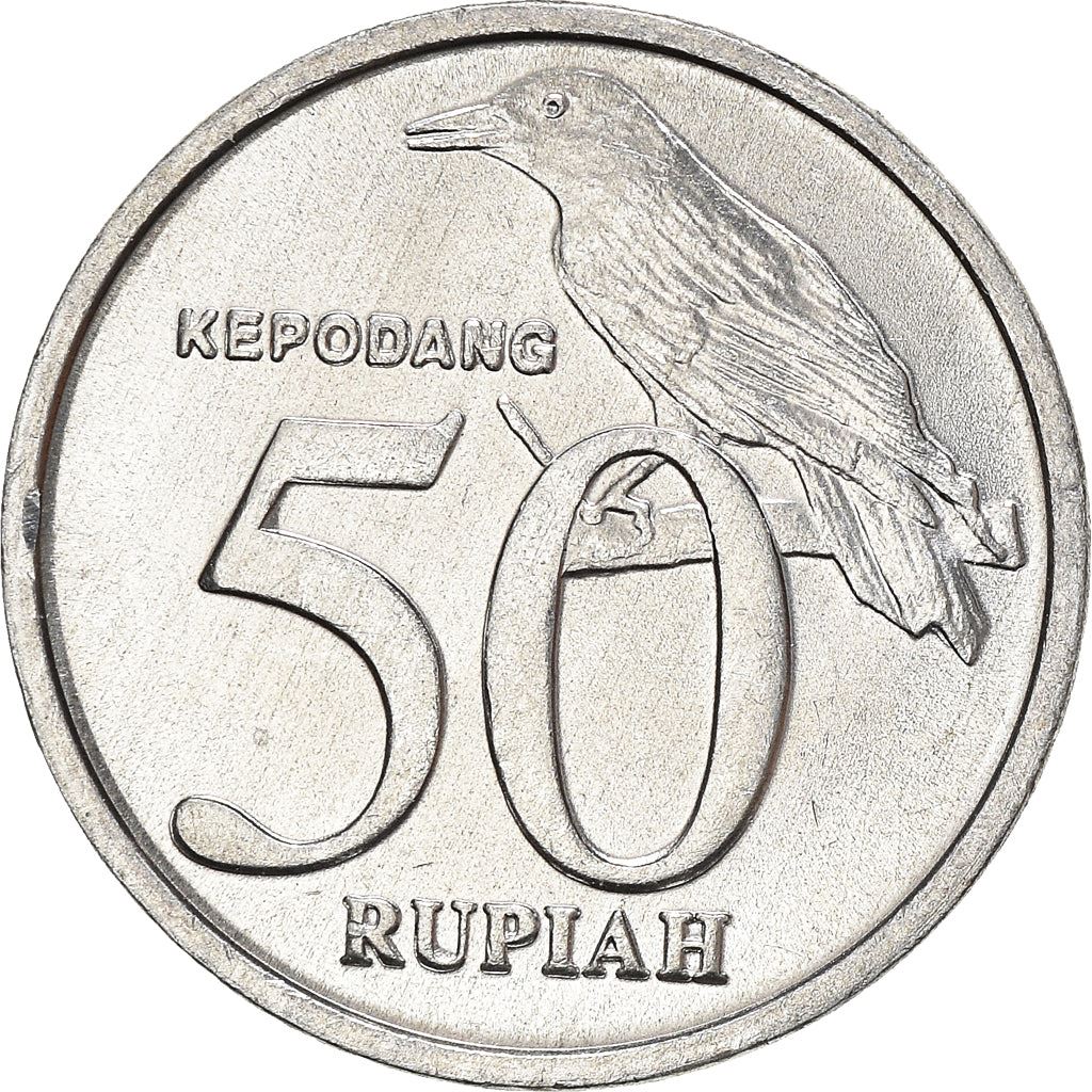 Indonesia 50 Rupiah Coin | Black Naped Oriole | KM60 | 1999 - 2003