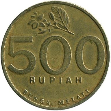 Indonesia 500 Rupiah Coin KM59 1997 - 2003