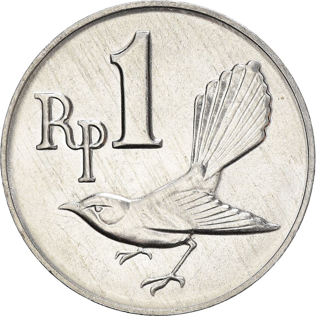 Indonesian 1 Rupiah Coin | White Browed Fantail | Rhipidura Aureola | KM20 | Indonesia | 1970