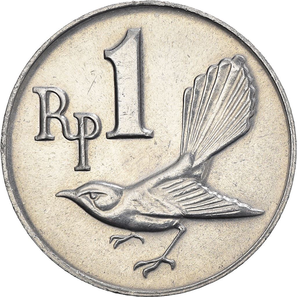 Indonesian 1 Rupiah Coin | White Browed Fantail | Rhipidura Aureola | KM20 | Indonesia | 1970