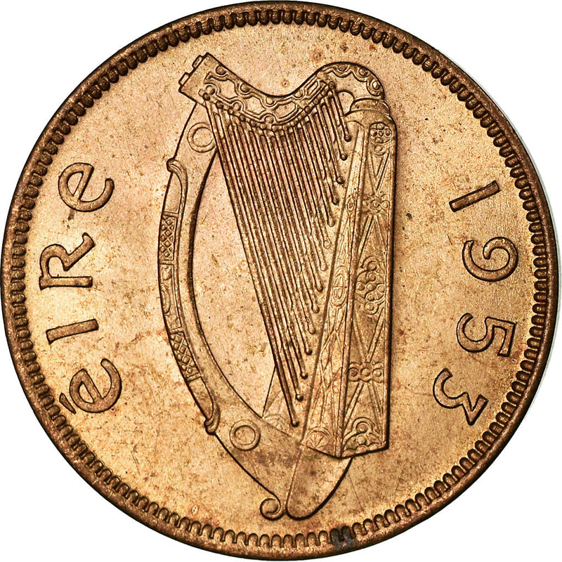 Ireland Coin Irish 1 Feoirling | Woodcock Bird | Celtic Harp | KM9 | 1939 - 1966