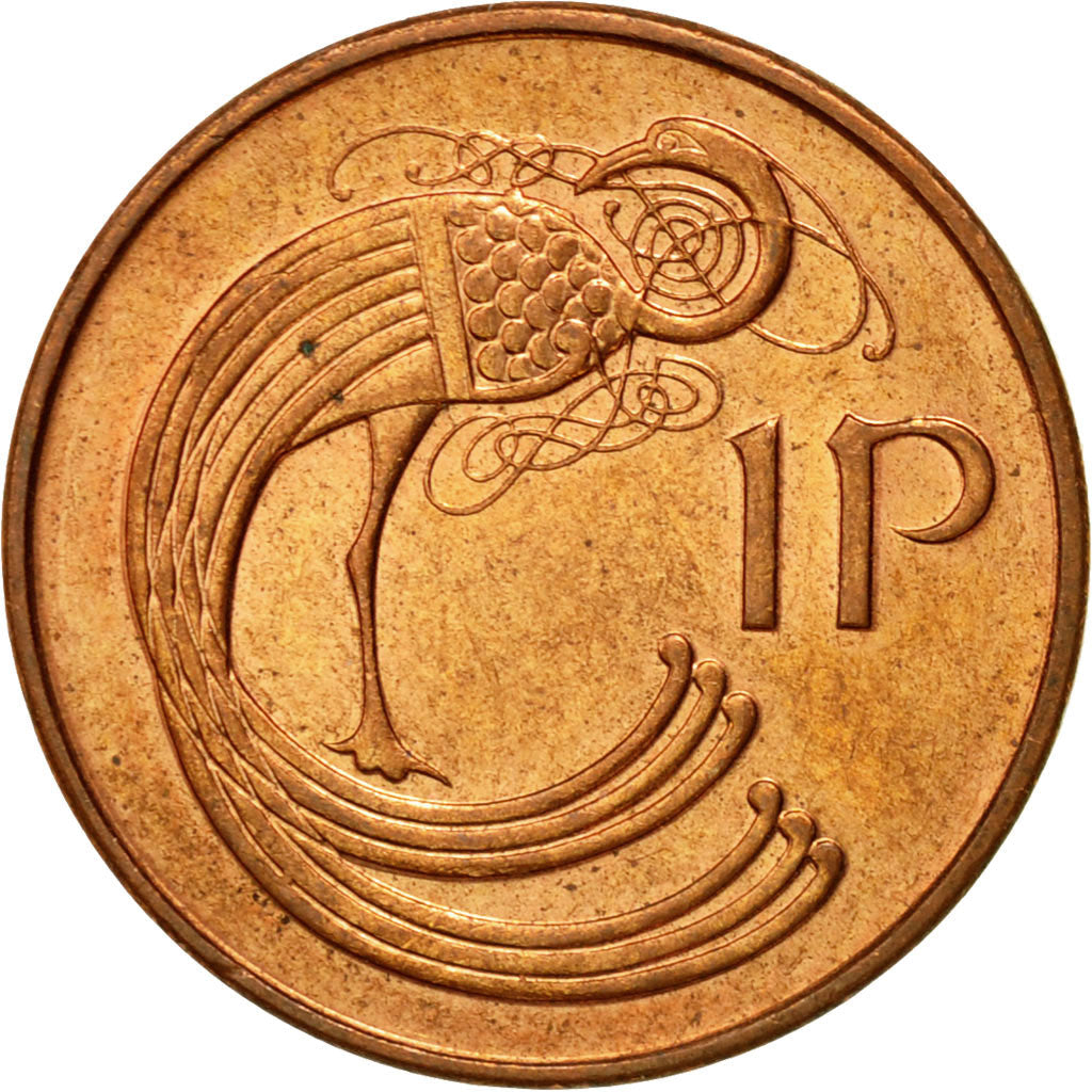 Ireland Coin Irish 1 Penny | Harp | Book of Kells | KM20a | 1988 - 2000