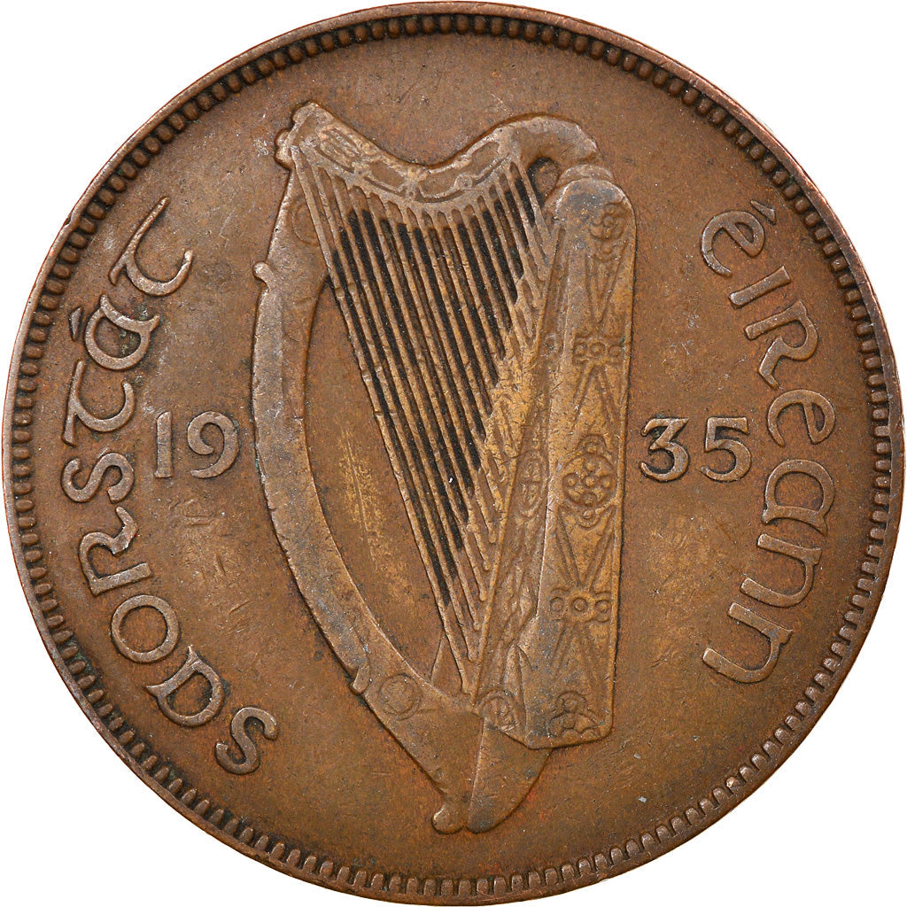 Ireland Coin Irish 1 Pingin | Celtic Harp | Hen | Chick | KM3 | 1928 - 1937