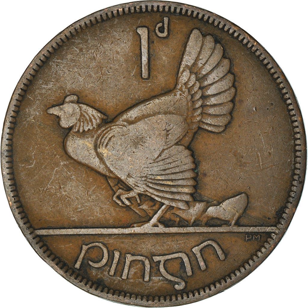 Ireland Coin Irish 1 Pingin | Celtic Harp | Hen | Chick | KM3 | 1928 - 1937