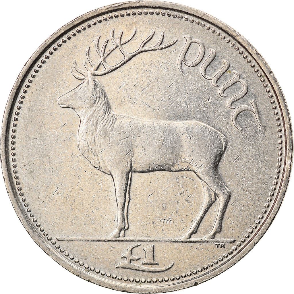 Ireland Coin Irish 1 Pound | Harp | Red Deer | KM27 | 1990 - 2000