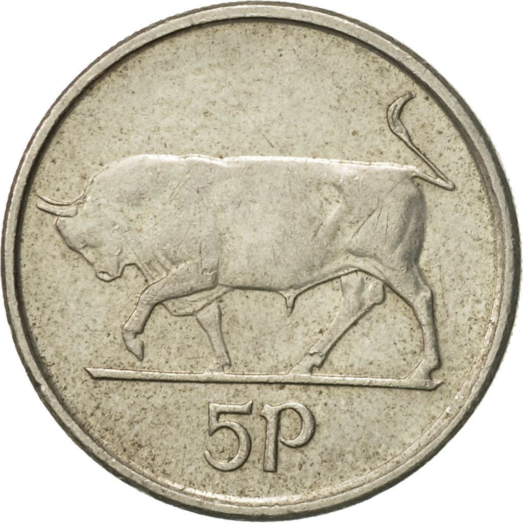 Ireland Coin Irish 5 Pence | Harp | Bull | KM28 | 1992 - 2000