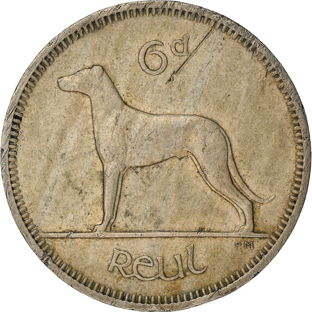 Ireland Coin Irish 6 Pingin | Celtic Harp | Irish Wolfhound | KM13a | 1942 - 1969