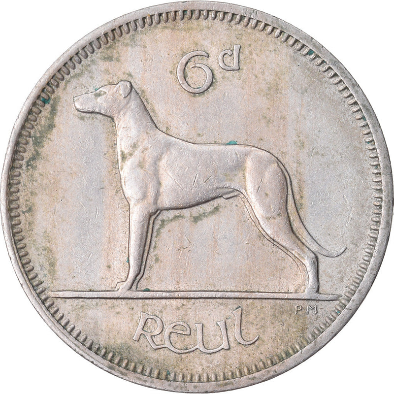 Ireland Coin Irish 6 Pingin | Celtic Harp | Irish Wolfhound | KM13a | 1942 - 1969