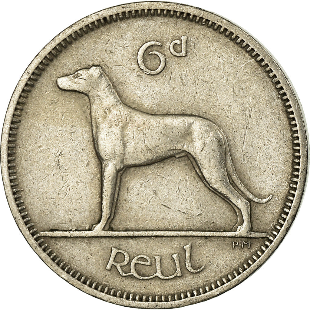 Ireland Coin Irish 6 Pingin | Celtic Harp | Irish Wolfhound | KM13a | 1942 - 1969