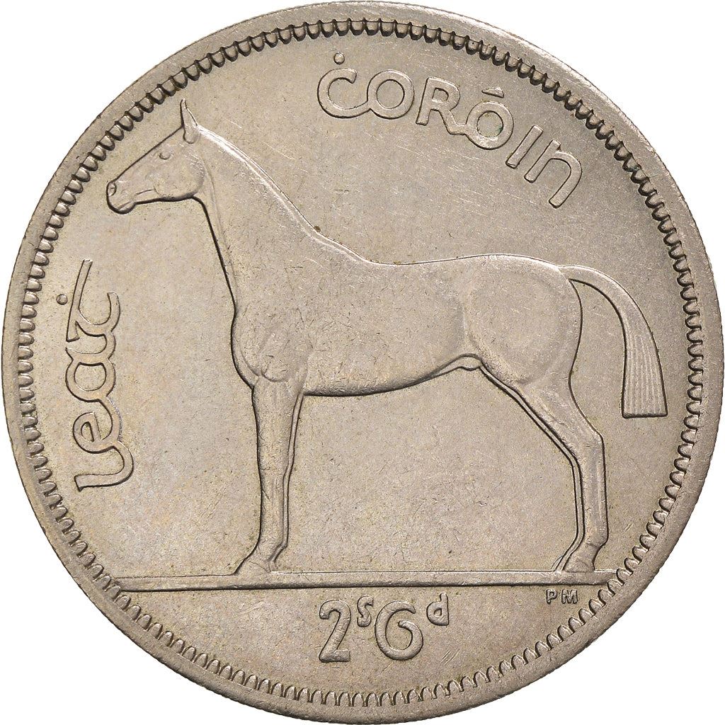 Irish 1/2 Coroin Coin | Celtic Harp | Hunter Horse | KM16a | 1951 - 1967