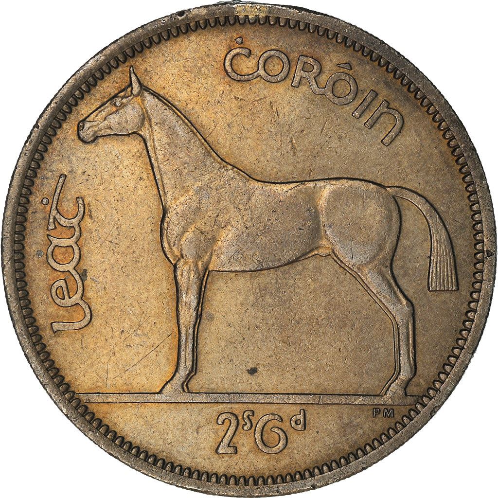 Irish 1/2 Coroin Coin | Celtic Harp | Hunter Horse | KM16a | 1951 - 1967