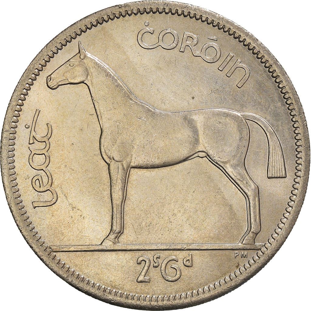 Irish 1/2 Coroin Coin | Celtic Harp | Hunter Horse | KM16a | 1951 - 1967