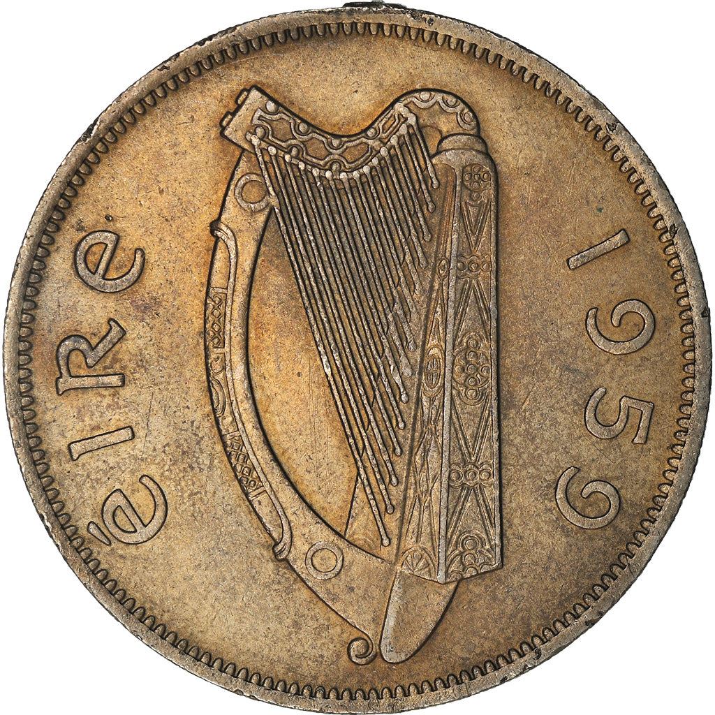 Irish 1/2 Coroin Coin | Celtic Harp | Hunter Horse | KM16a | 1951 - 1967