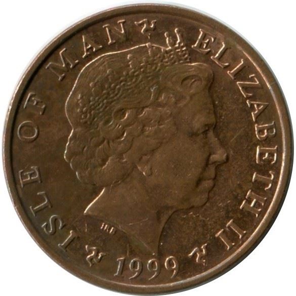 Isle of Man 1 Penny Coin | Queen Elizabeth II | Rugby Ball | KM823.2 | 1998 - 1999