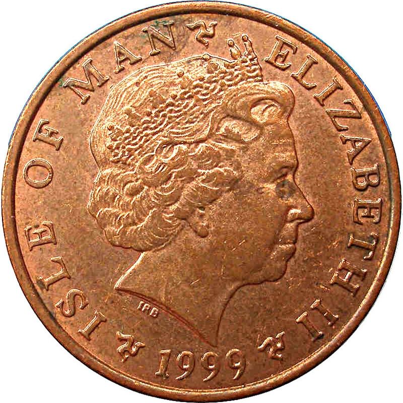 Isle of Man 1 Penny Coin | Queen Elizabeth II | Rugby Ball | KM823.2 | 1998 - 1999