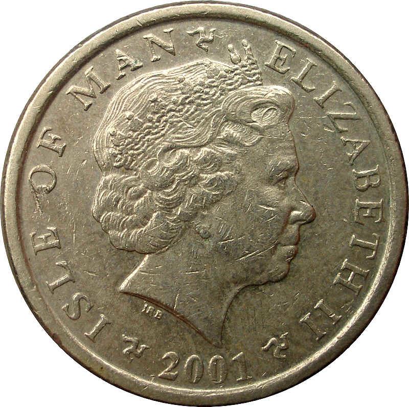 Isle of Man 1 Pound Coin | Queen Elizabeth II | Triskeles | Bells | KM1042 | 2000 - 2003