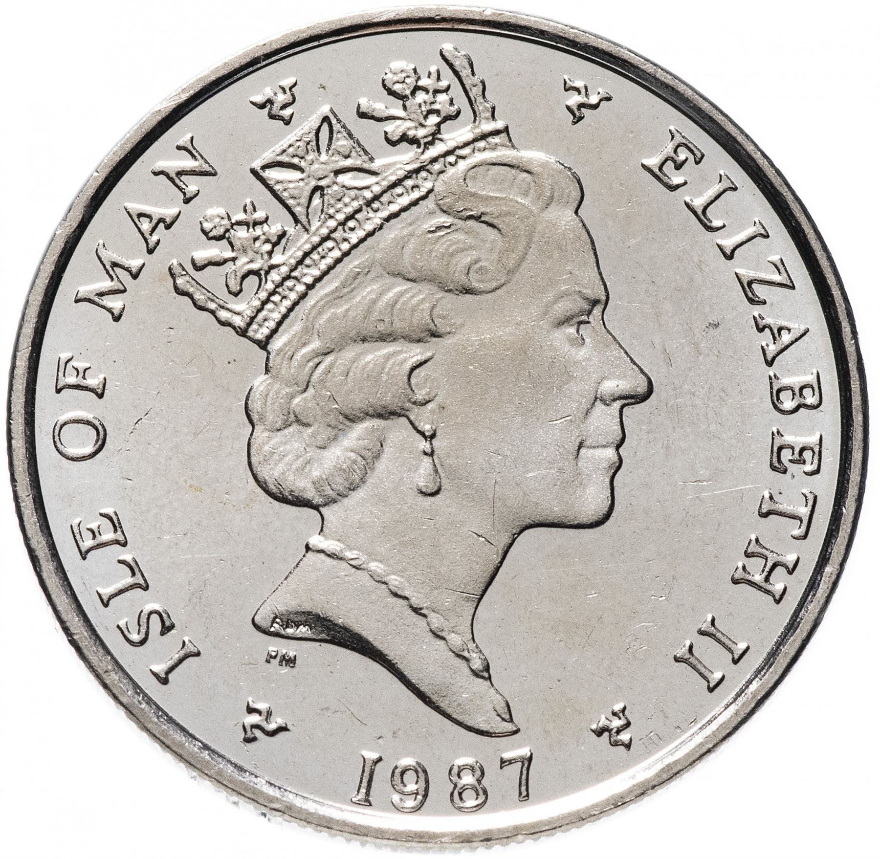 Isle of Man | 5 Pence Coin | Queen Elizabeth II | Cushag | Battle Shield | KM145 | 1985 - 1987