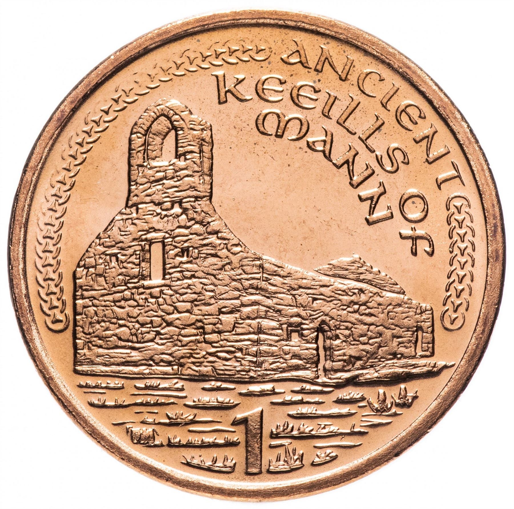 Isle of Man Coin Man 1 Penny | Queen Elizabeth II | Manx Chapel | Keeill | Sanctus Bell | KM1036 | 2000 - 2003