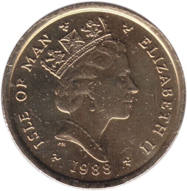 Isle of Man Coin Man 1 Pound | Queen Elizabeth II | Cell Phone | KM213 | 1988 - 1995