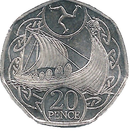 Isle of Man Coin Man 20 Pence | Queen Elizabeth II | Viking Longboat | Dragon Head | KM | 2017 - 2020