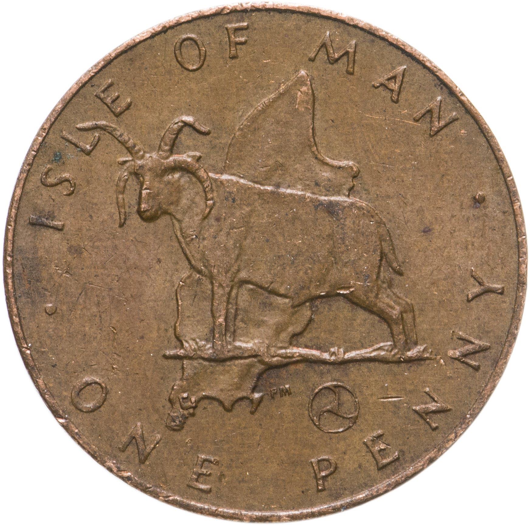 Isle of Man Coin Manx 1 Penny | Queen Elizabeth II | Loaghtan Sheep | KM33 | 1976 - 1979