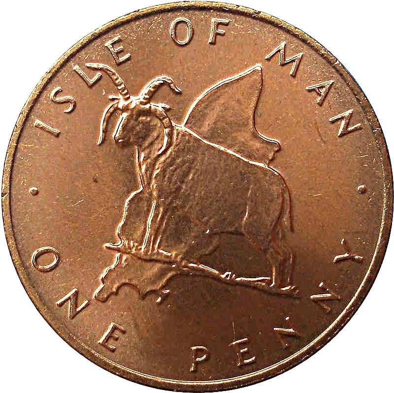 Isle of Man Coin Manx 1 Penny | Queen Elizabeth II | Loaghtan Sheep | KM33 | 1976 - 1979