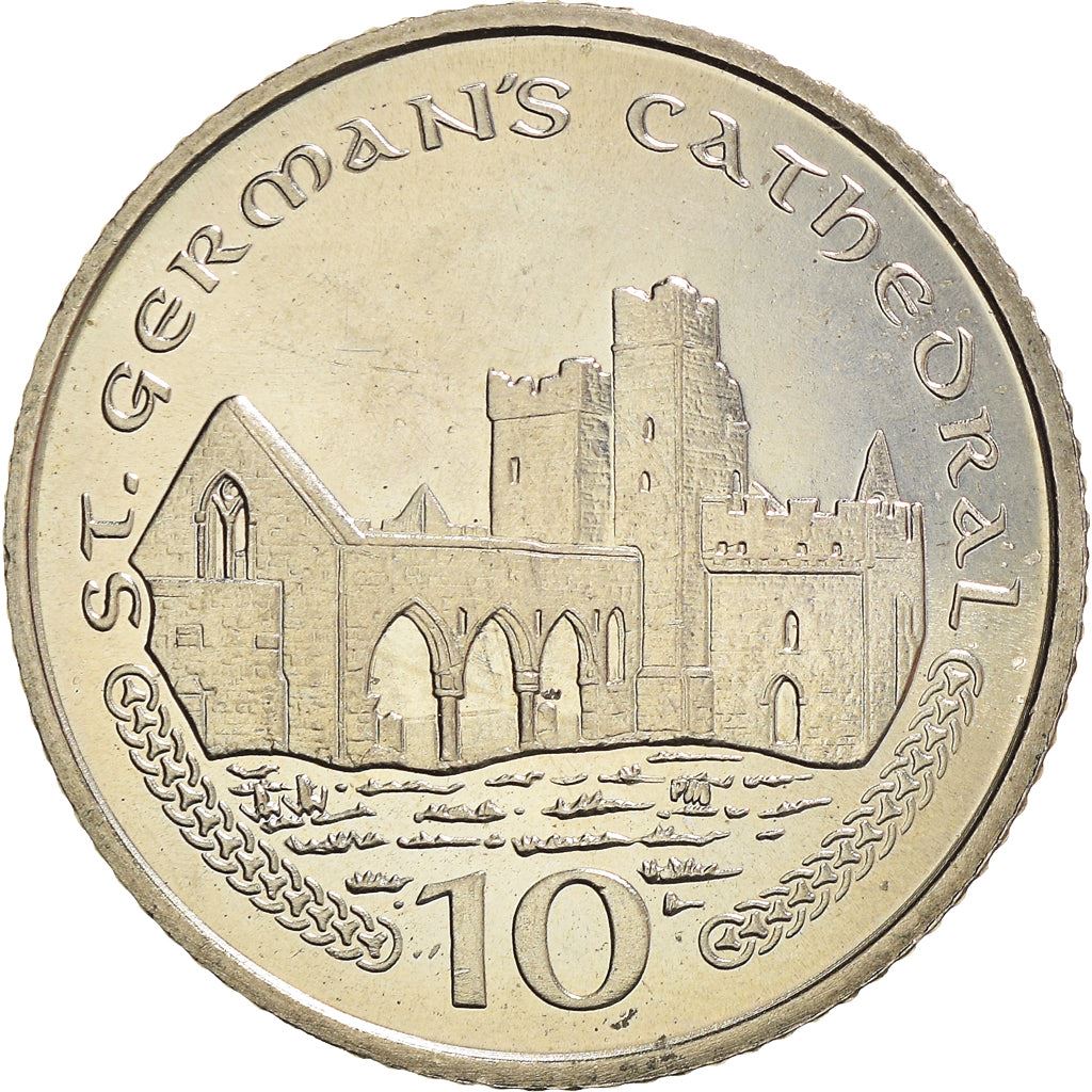 Isle of Man Coin Manx 10 Pence | Queen Elizabeth II | Cathedral Ruins | KM1039 | 2000 - 2003