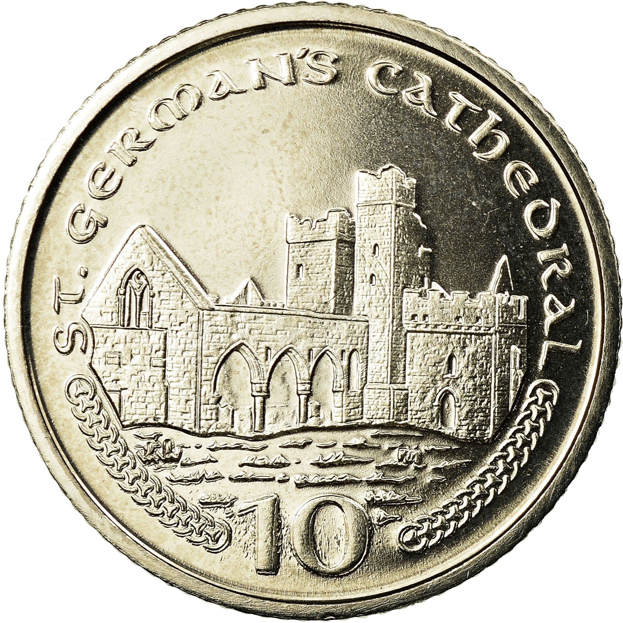 Isle of Man Coin Manx 10 Pence | Queen Elizabeth II | Cathedral Ruins | KM1039 | 2000 - 2003