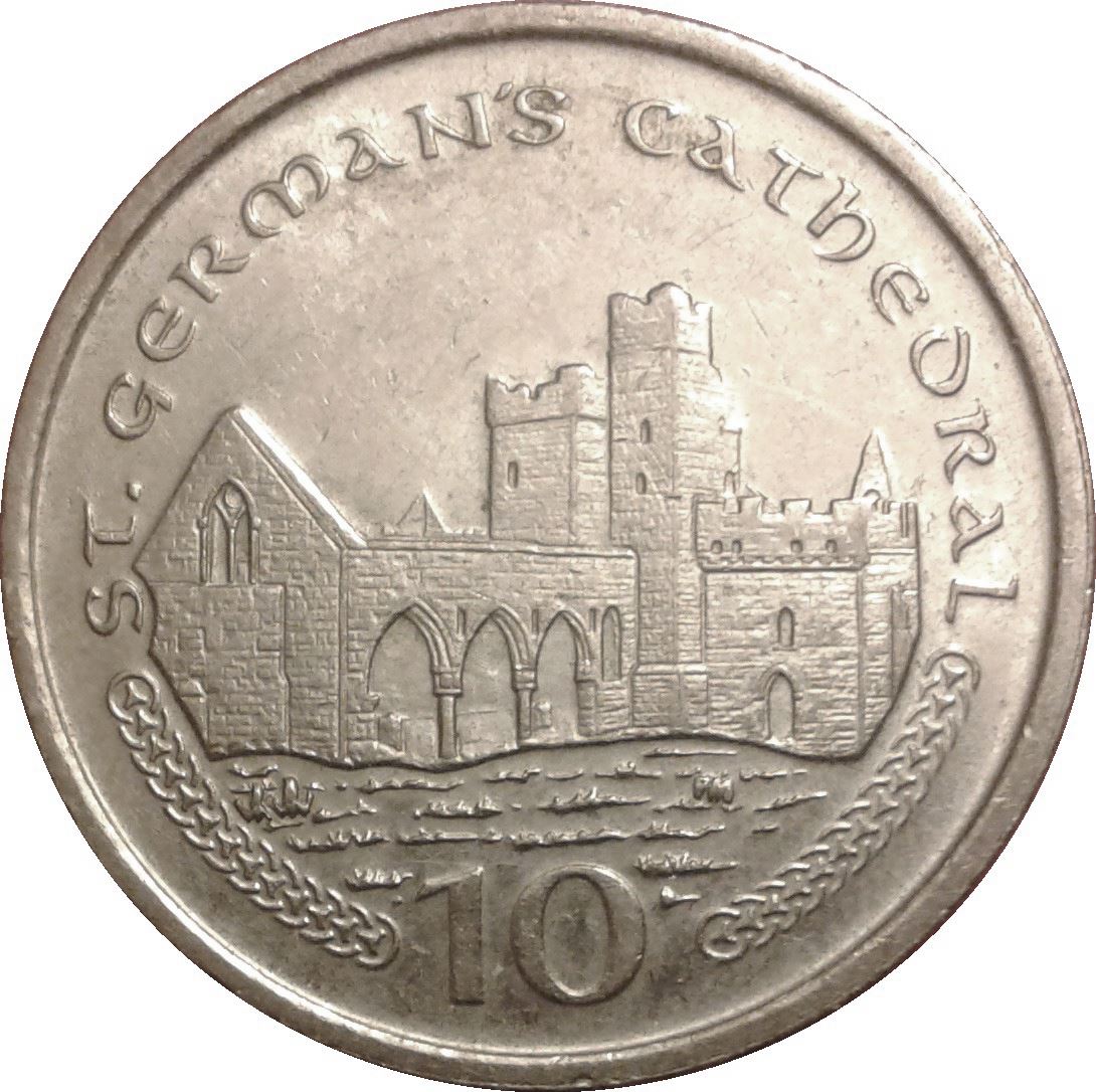 Isle of Man Coin Manx 10 Pence | Queen Elizabeth II | Cathedral Ruins | KM1039 | 2000 - 2003