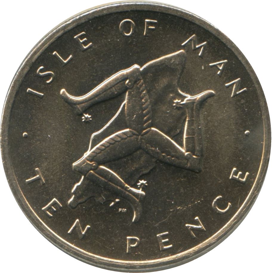 Isle of Man Coin Manx 10 Pence | Queen Elizabeth II | Triskelion | KM36 | 1976 - 1979