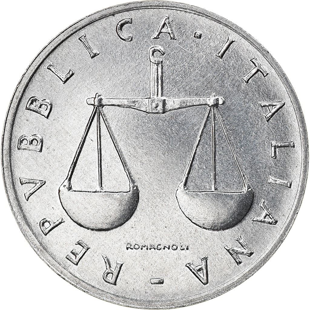 Italy Coin 1 Lira | Cornucopia | Scale | Horn of Plenty | KM91 | 1951 - 2001