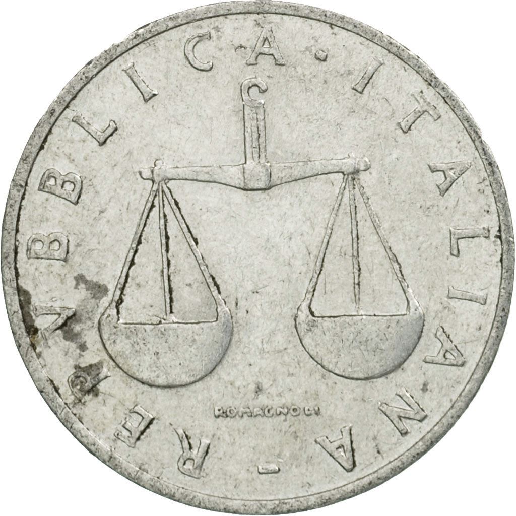 Italy Coin 1 Lira | Cornucopia | Scale | Horn of Plenty | KM91 | 1951 - 2001