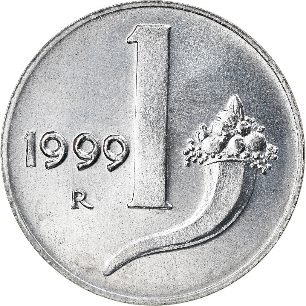 Italy Coin 1 Lira | Cornucopia | Scale | Horn of Plenty | KM91 | 1951 - 2001